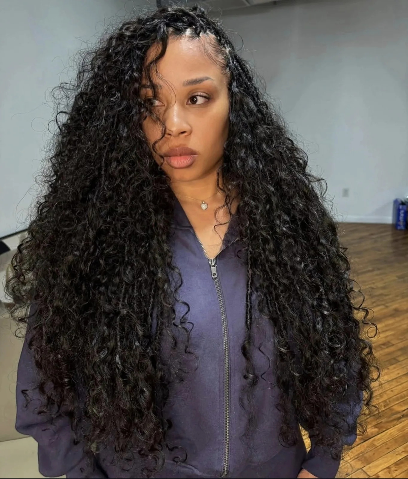 24-inch 14A Raw Cambodian boho locs in natural black, Kingston install