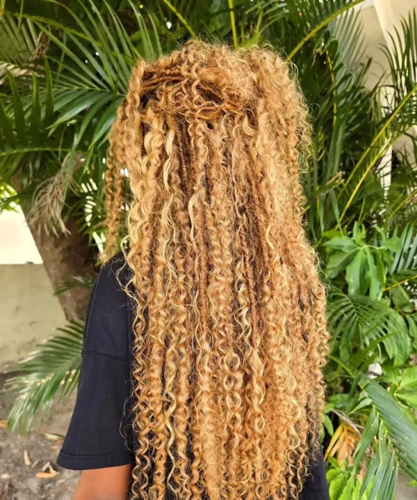 Sunrise Glow boho locs, back view
