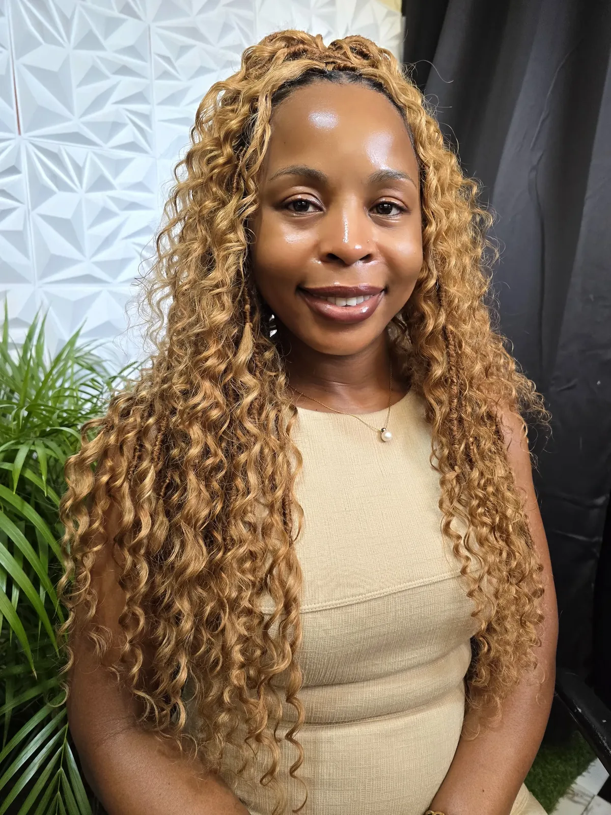 24-inch Sunrise Glow honey blonde boho locs, Kingston install