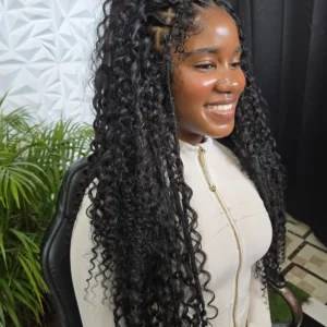 24-inch Tropical Paradise boho locs in black human hair, Kingston install