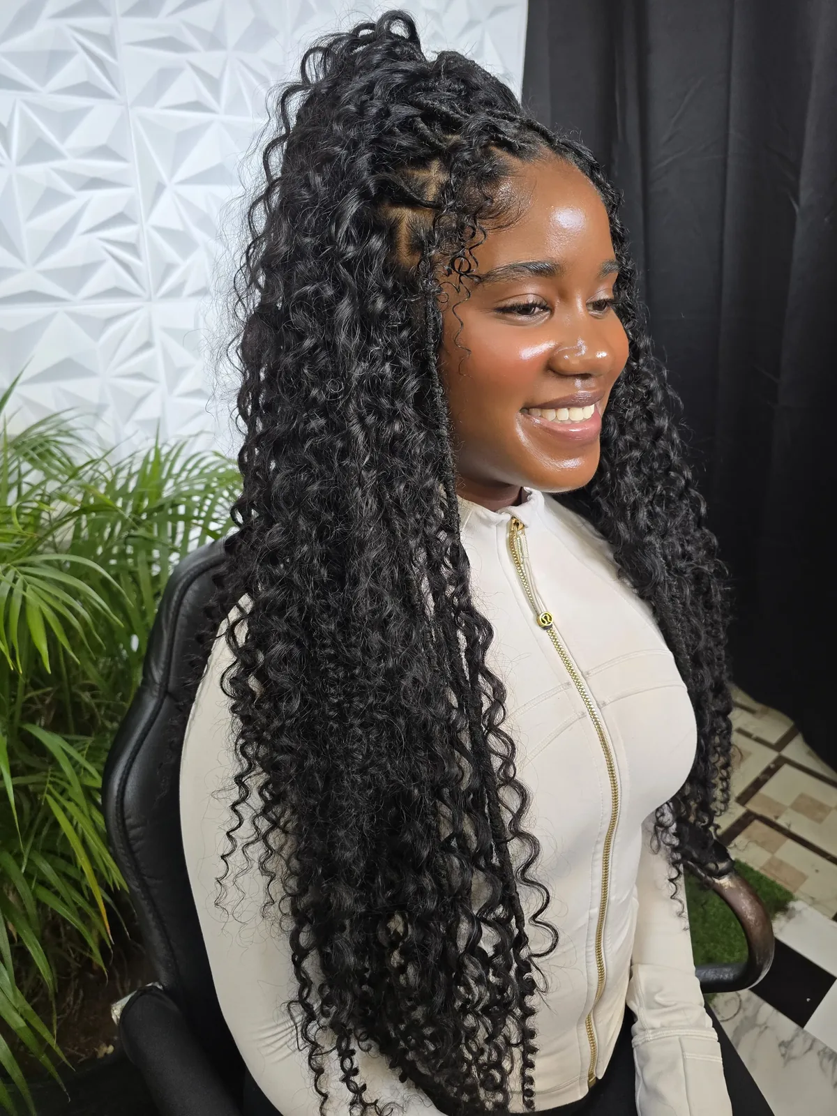 24-inch Tropical Paradise boho locs in black human hair, Kingston install